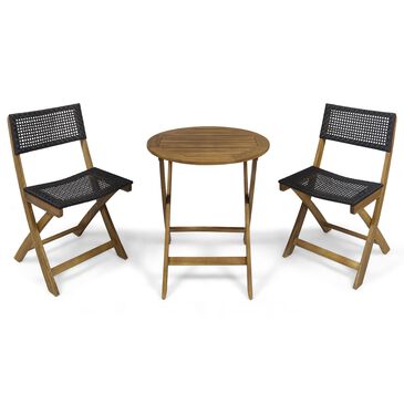 Hearth and Haven Hillside 3-Piece Outdoor Bistro Set in Brown and Black, , large