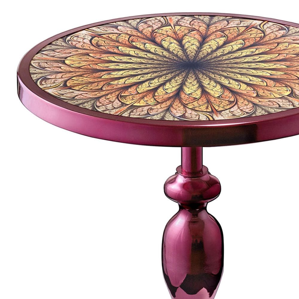 Furniture of America Gleam Round End Table in Polished Purple and Orange, , large