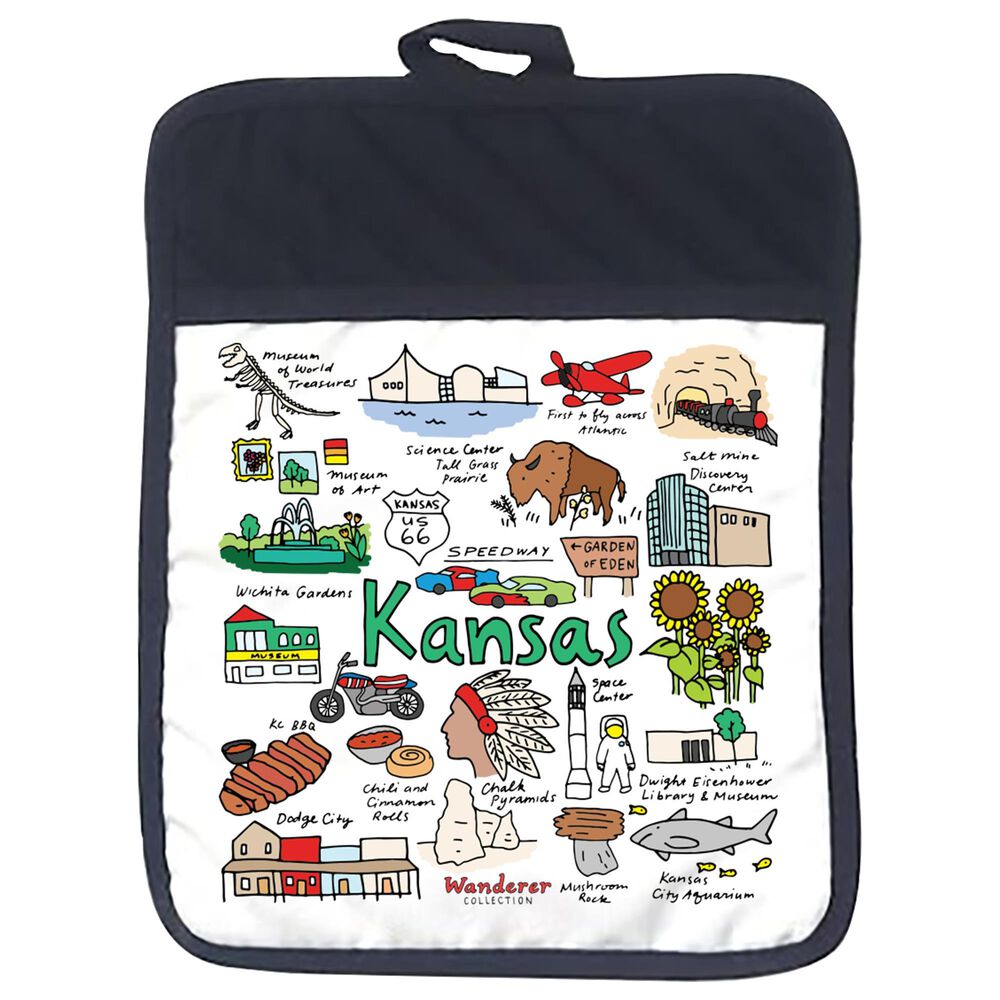 1 Brilliant Gift Wanderer Kansas Potholder in Black and White, , large