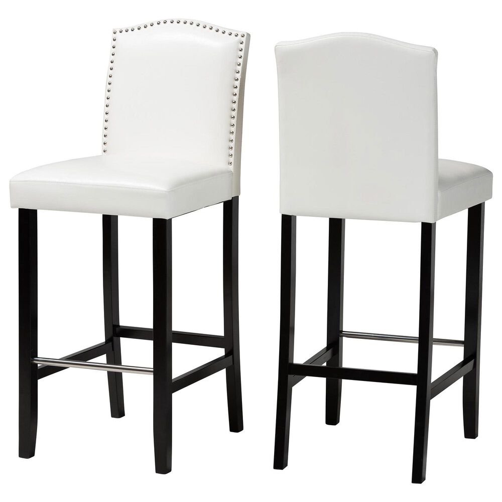 Baxton Studio Libra Bar Stool in White (Set of 2), , large