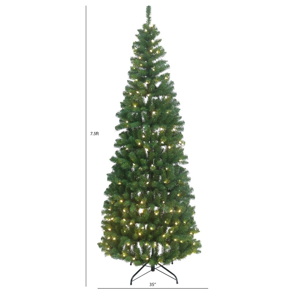 The Gerson Company 7.5&#39; Pop-Up Fir Tree with Warm White LED Lights in Green, , large