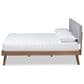 Baxton Studio Devan Queen Platform Bed with Light Grey Fabric in Walnut Brown, , large