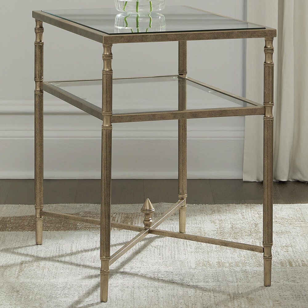 Ashley Cloverty End Table in Aged Gold and Clear, , large