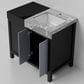Lexora Home Zilara 36" Single Bathroom Vanity in Black and Grey with 11 cm Castle Grey Marble Top and Rectangular Sink, , large