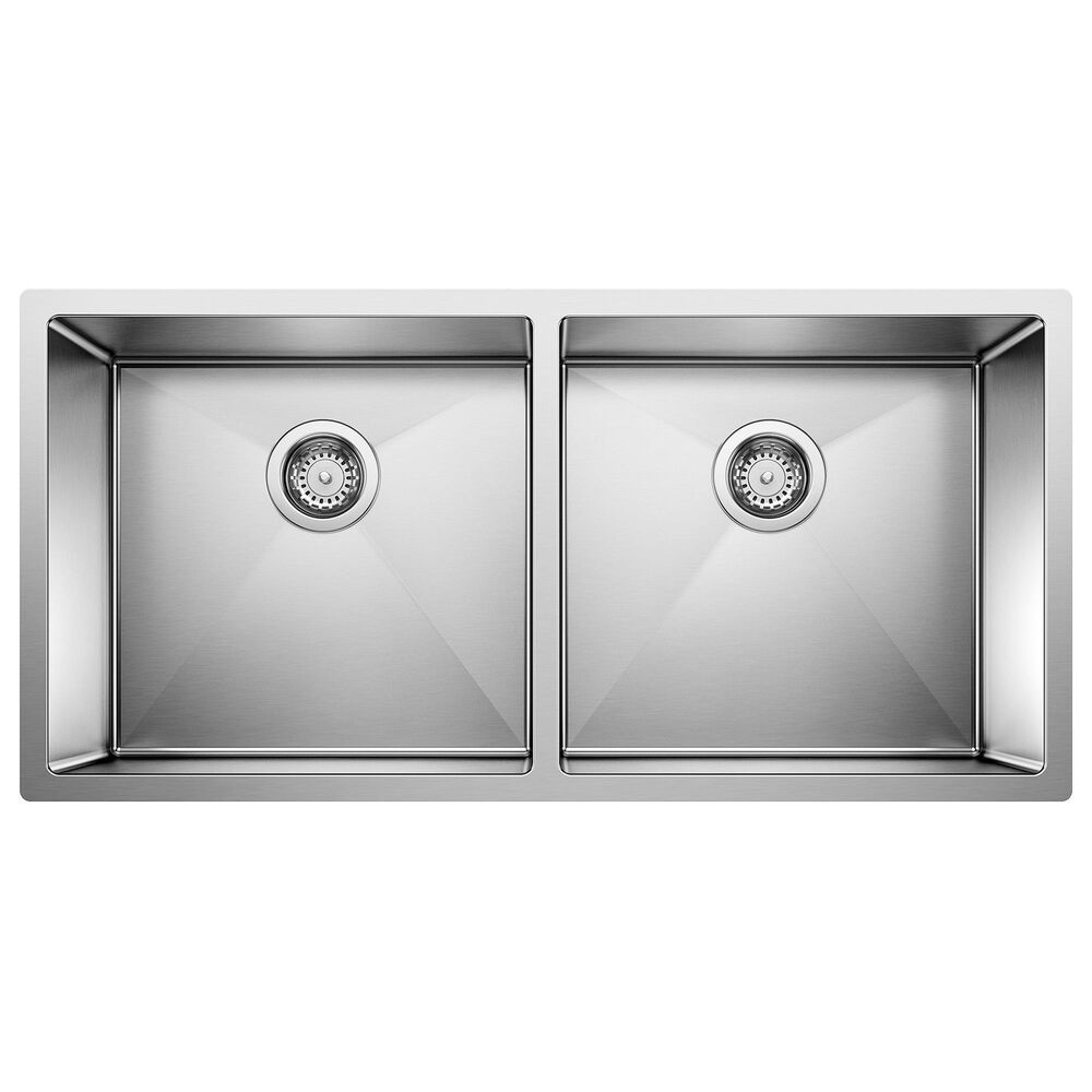 Blanco Precision 37" 50/50 Equal Double Bowl Kitchen Sink in Satin Polished, , large