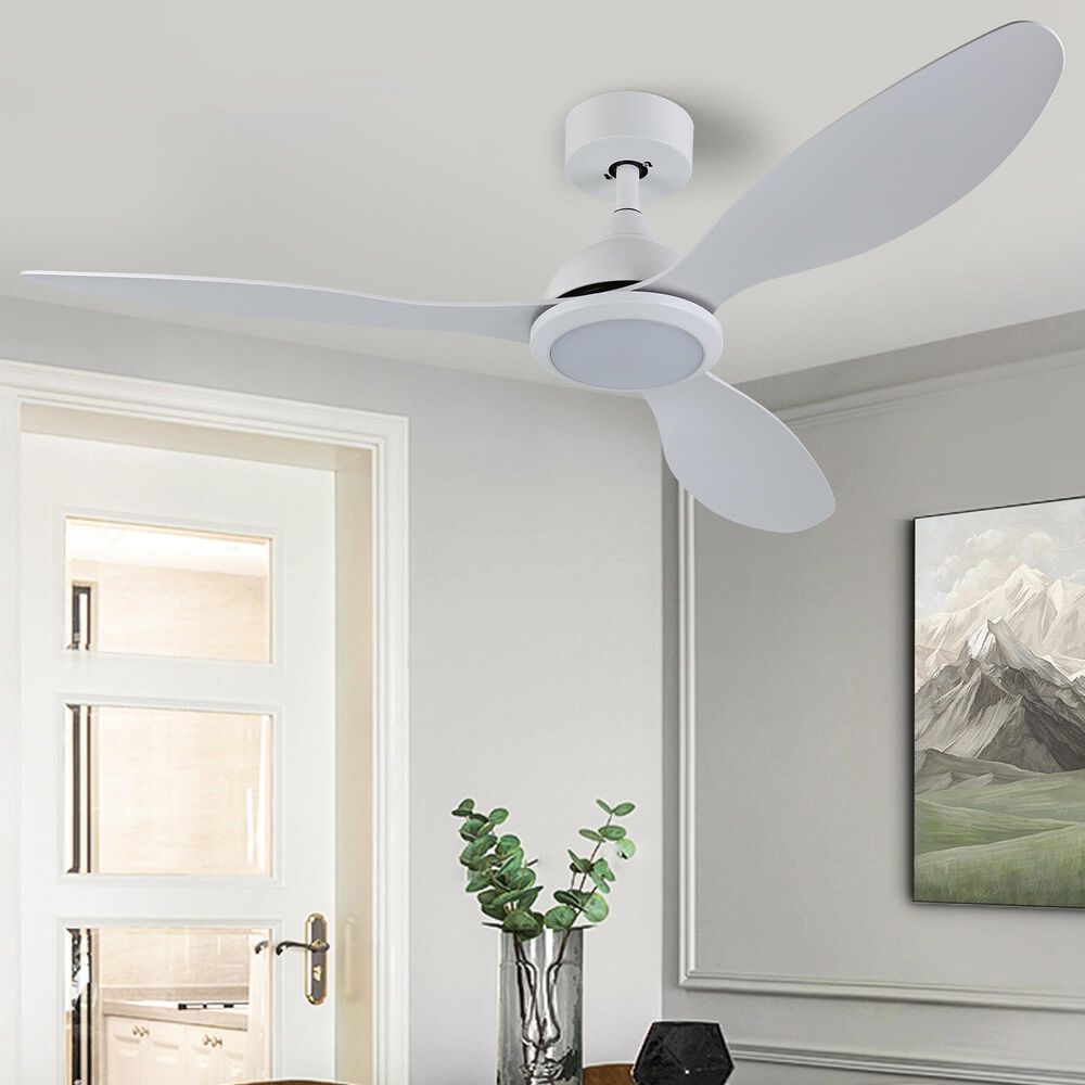 HOMLUX 52" Indoor Ceiling Fan with LED Light in White, , large