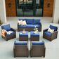 HOMLUX 7-Piece Patio Conversation Set with Two Ottomans in Navy Blue, , large