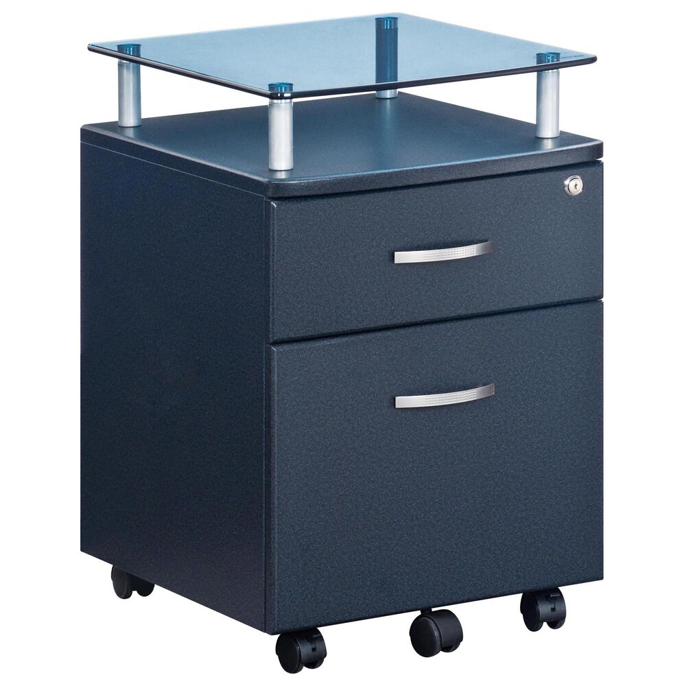 Rta Products Rolling File Cabinet with Glass Top in Graphite, , large