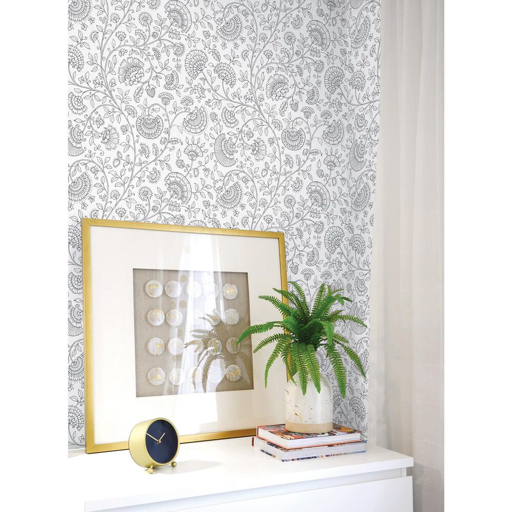 NextWall Paisley Trail 216" x 20.5" Peel and Stick Wallpaper in Slate