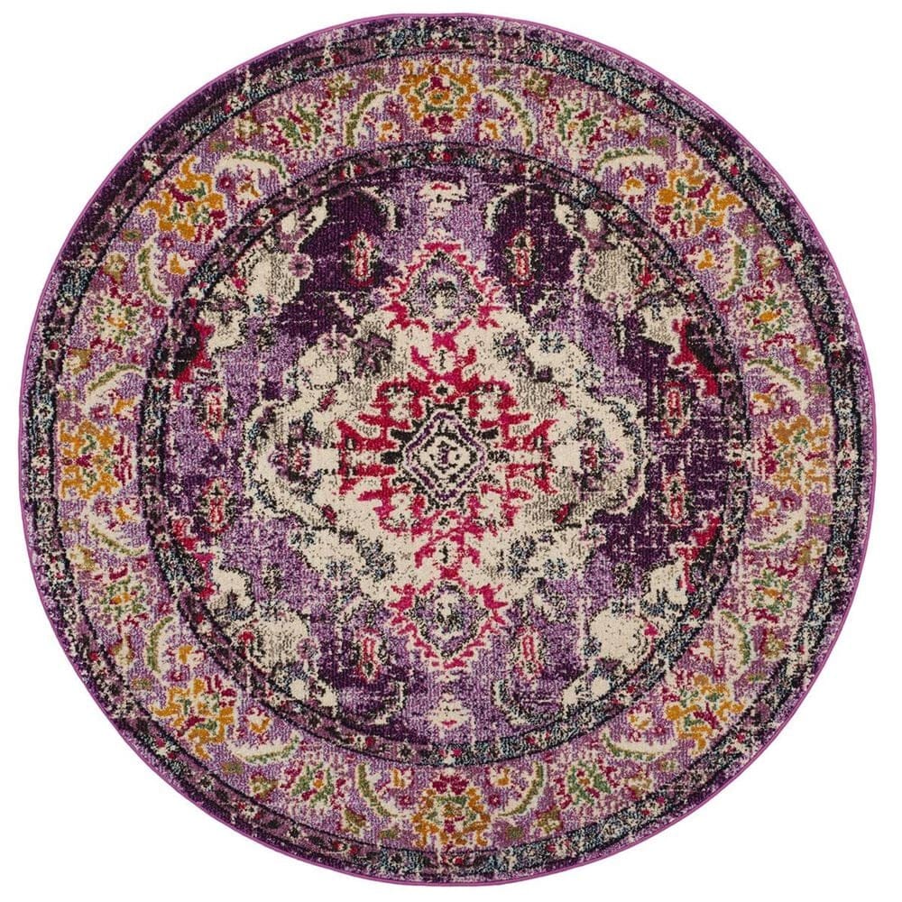 Safavieh Monaco MNC243P-5R 5&#39; x 5&#39; Round Violet/Fuchsia Area Rug, , large