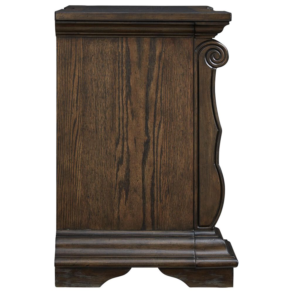 Millenium Queen Upholstered Bed and Two Nightstands in Dark Brown, , large