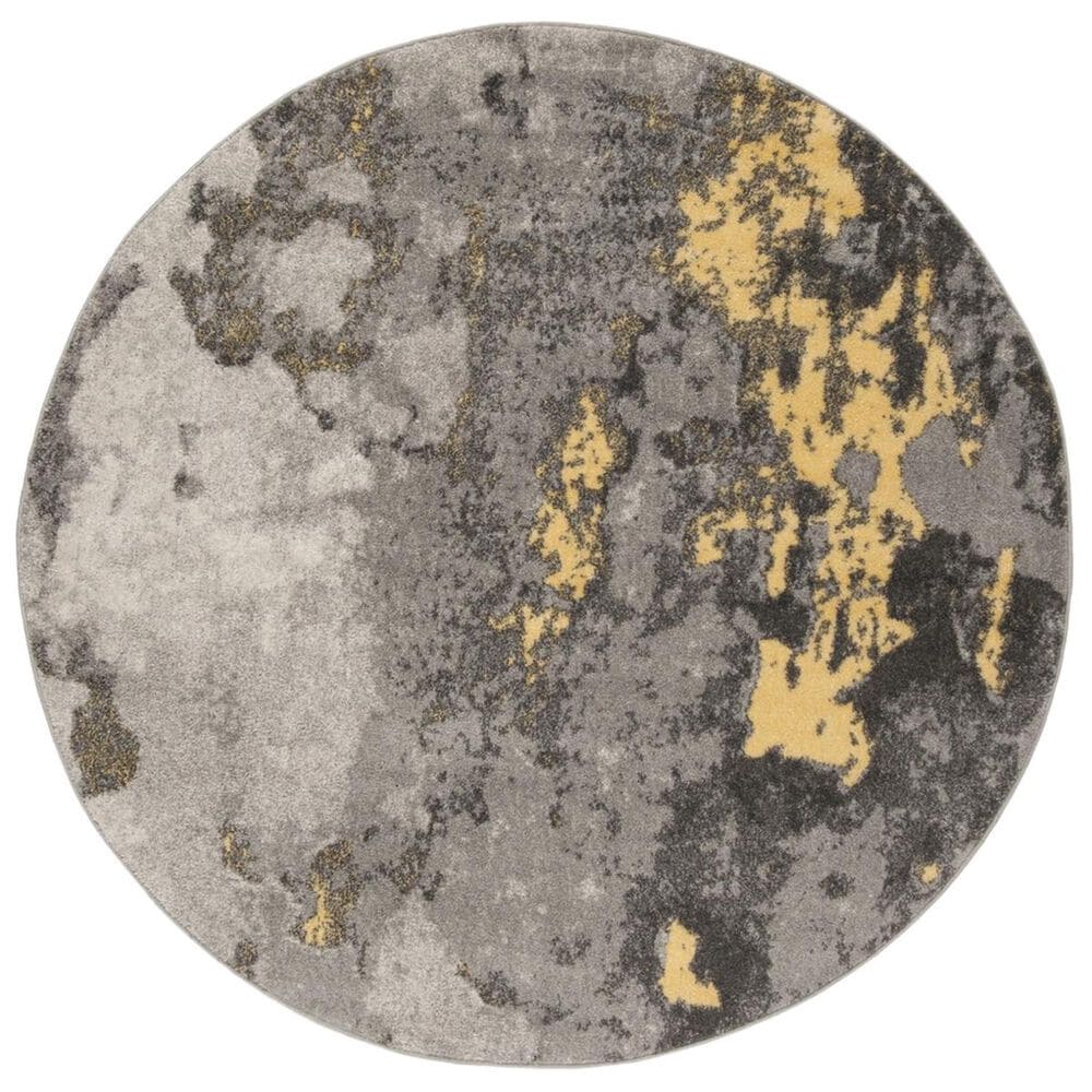Safavieh Adirondack ADR134H 4" Round Grey and Yellow Area Rug, , large