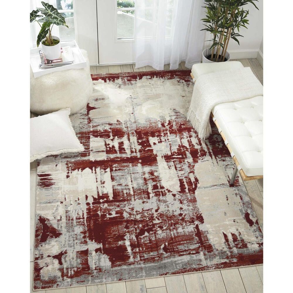 Nourison Maxell MAE14 7&#39;10&quot; x 10&#39;6&quot; Ivory and Red Area Rug, , large