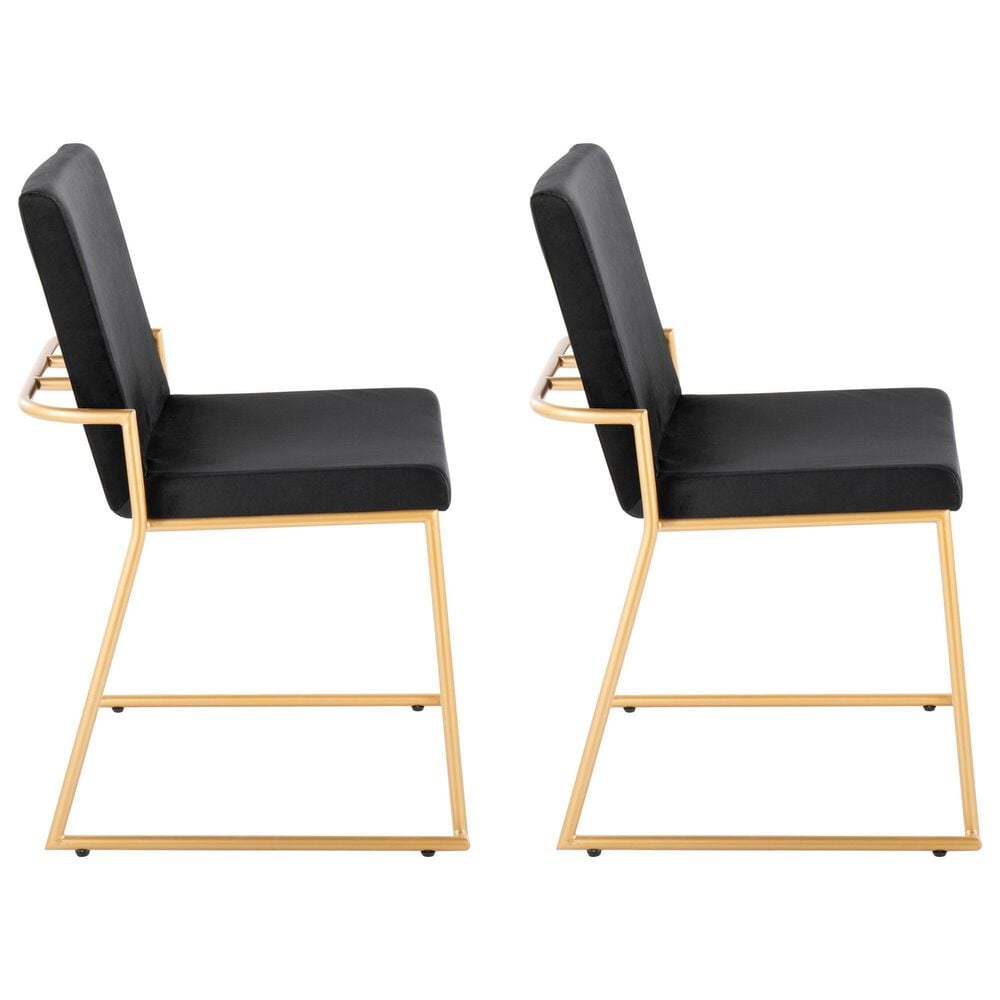 LumiSource Dutchess Side Chair with Black Velvet Cushion in Gold (Set of 2), , large