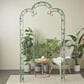 Maple and Jade Vine Arched Leaf Garden Arbor in Distressed Green, , large