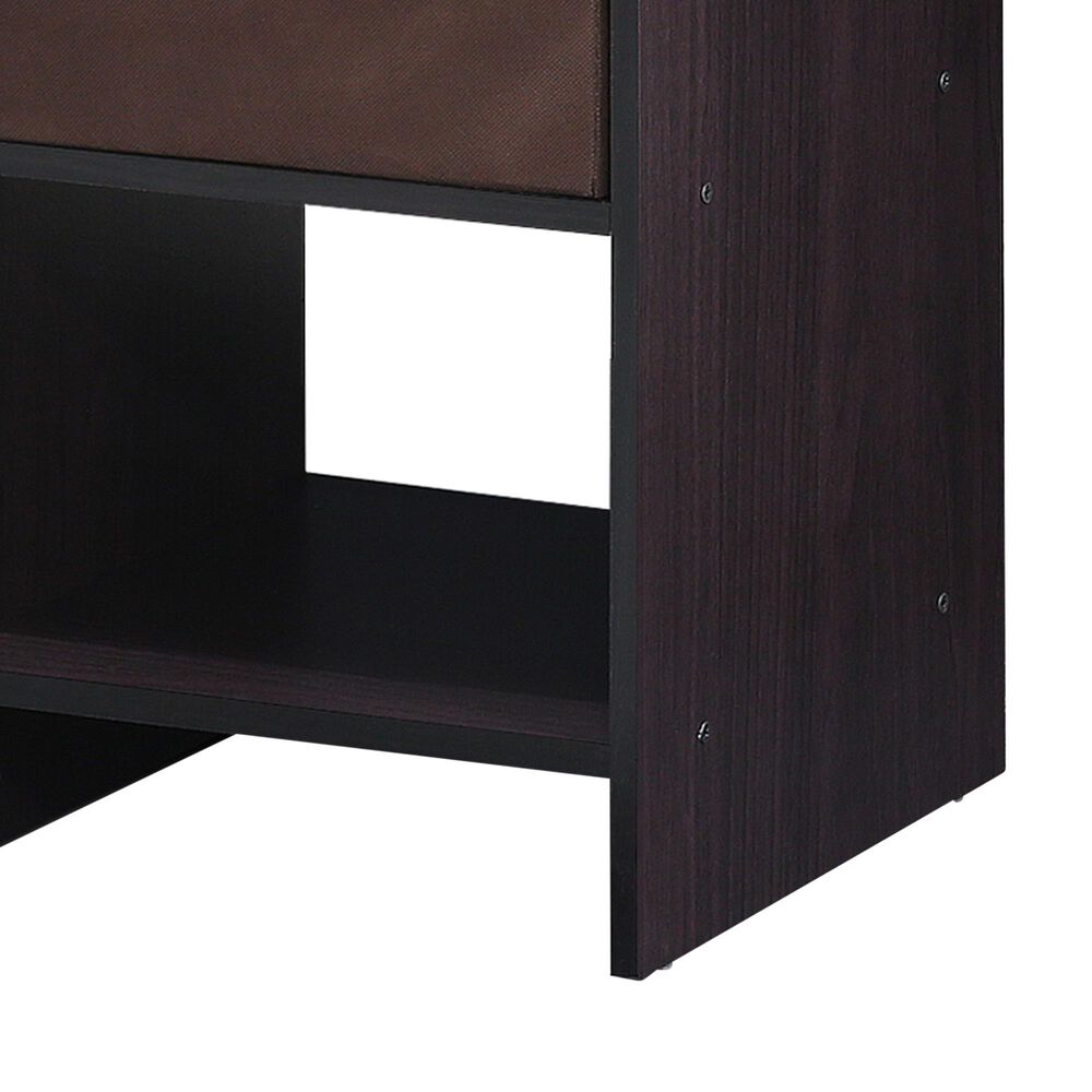 HOMLUX 1-Drawer Modern Nightstand with Open Shelf in Dark Walnut (Set of 2), , large