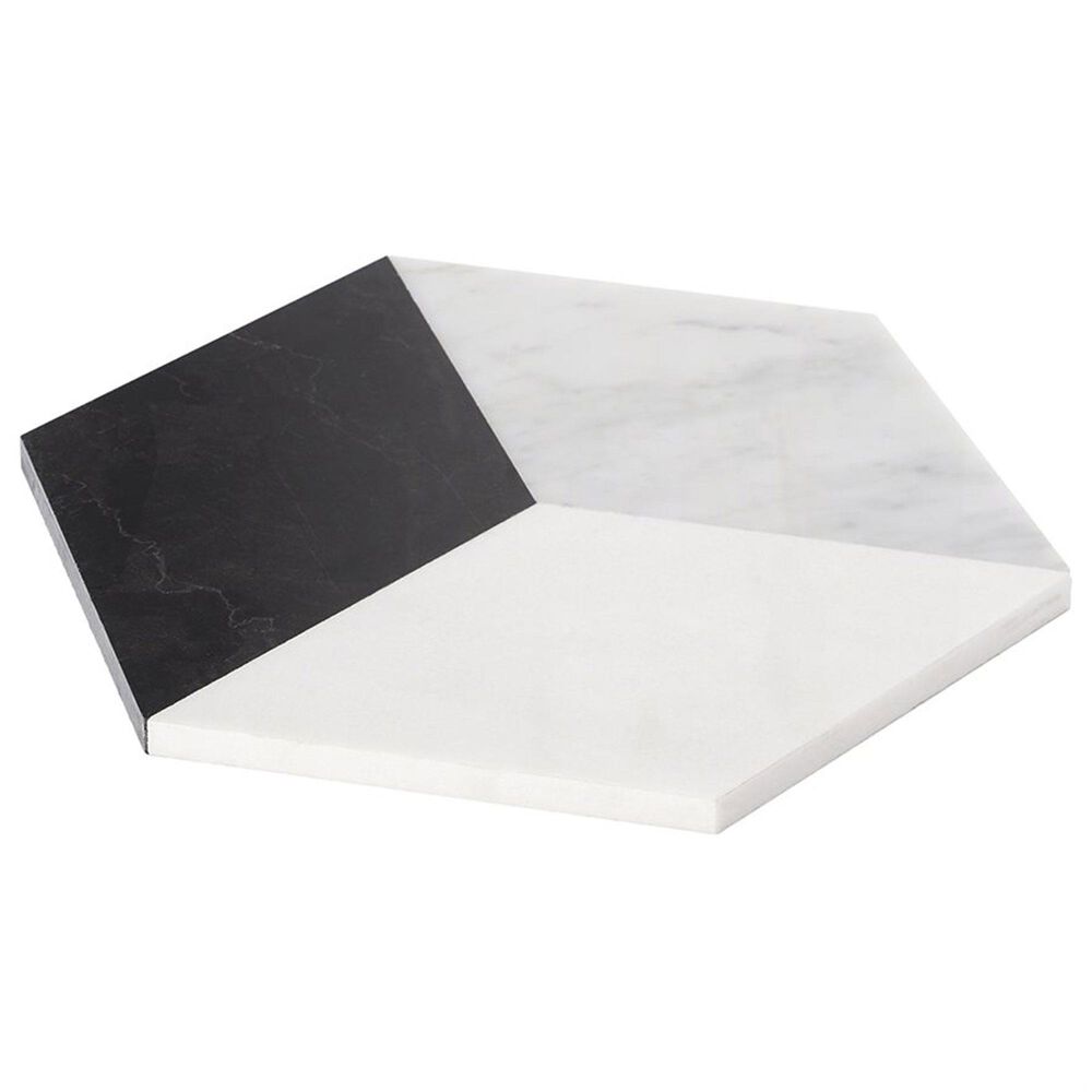 Soho Studio Pari Classico Thassos, Nero and Carrara 8" x 9.21" Marble Mosaic Sheet, , large