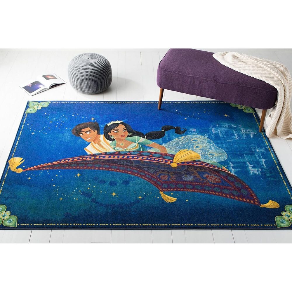 Safavieh Disney Aladdin and Jasmine 5&#39; x 7&#39; Blue and Green Kids Rug, , large