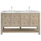 James Martin Vanities Breckenridge 60" Double Bathroom Vanity in Whitewashed Oak with 3 cm Carrara White Marble Top and Rectangular Sinks, , large