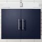 Lexora Home Geneva 24" Single Bathroom Vanity in Navy Blue with 2 cm White Quartz Top and Rectangular Sink, , large