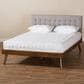 Baxton Studio Devan Queen Platform Bed with Light Grey Fabric in Walnut Brown, , large