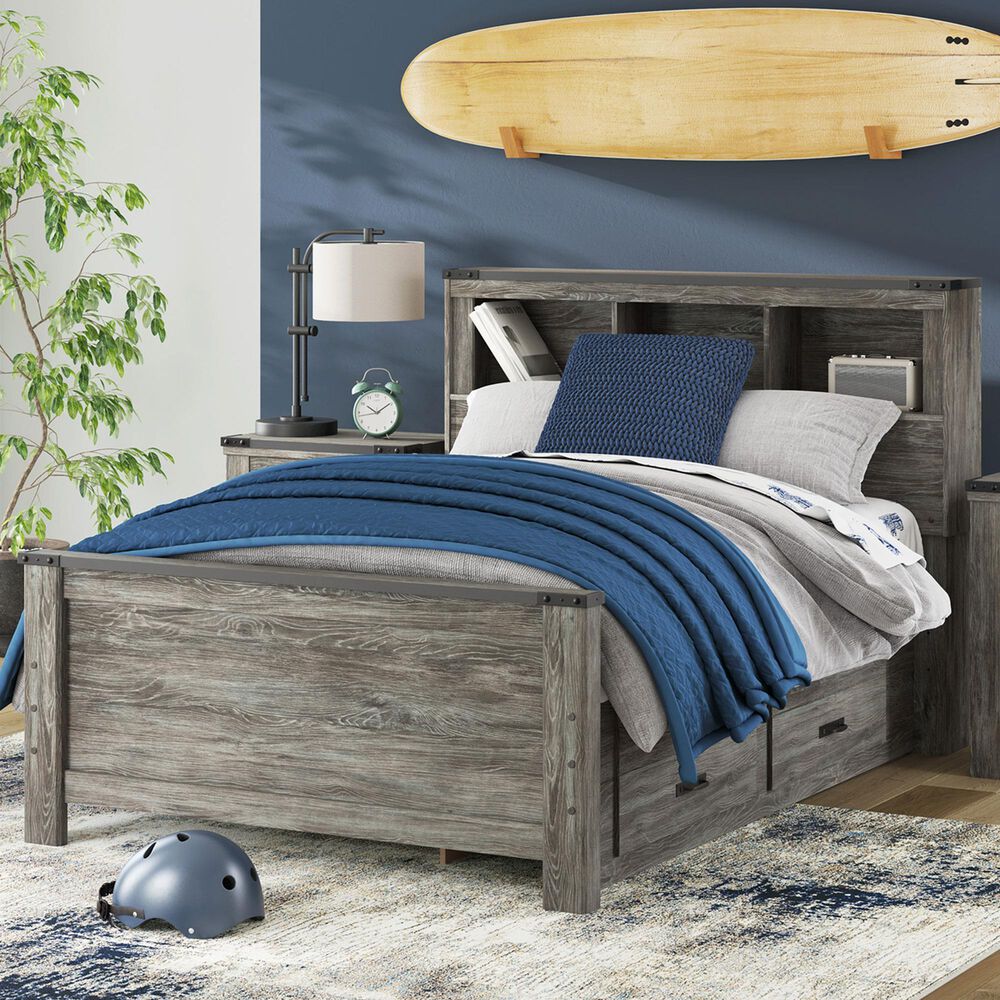 Ashley Frandern Full Bookcase Bed with Storage in Warm Gray, , large