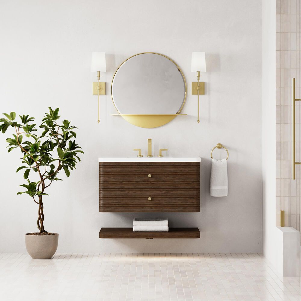 James Martin Allamari 36" Single Bathroom Vanity in Sable with 3 cm White Zeus Silestone Top and Rectangular Sink, , large