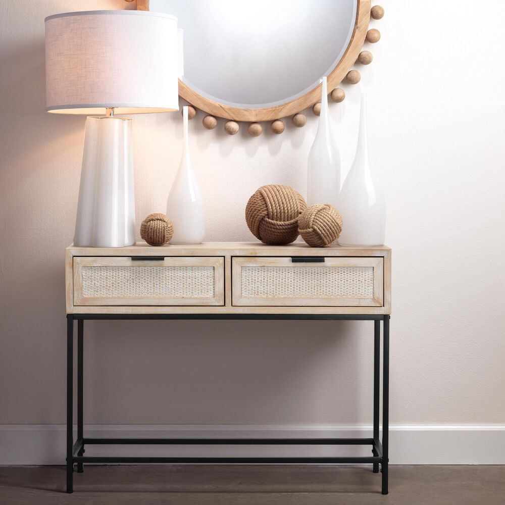 Splendor Living Parkwood 2-Drawer Console Table in Natural and Black, , large