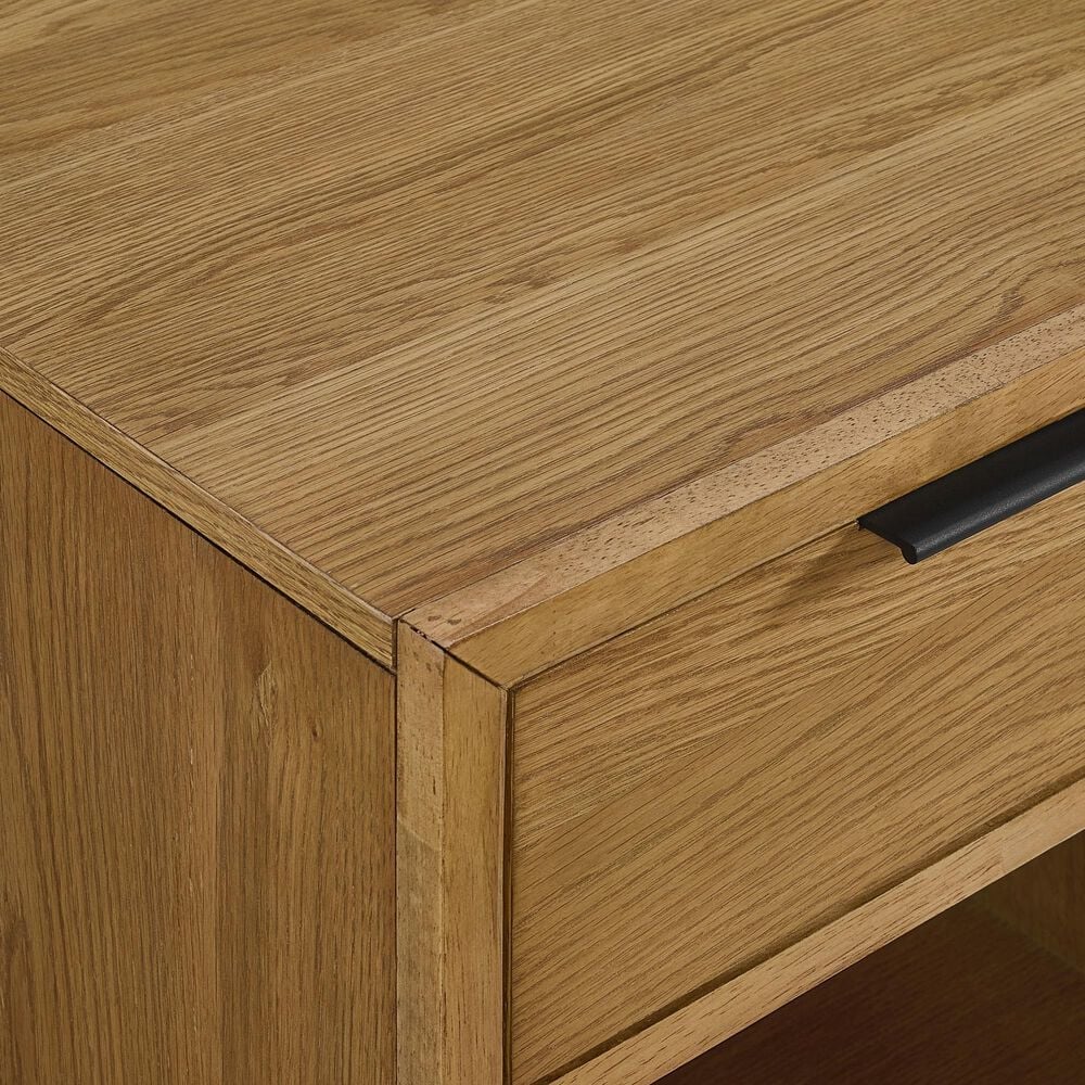 Hawthorne Furniture Newport 1-Drawer Nightstand in Natural Oak and Matte Black, , large