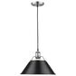 Golden Lighting Orwell 1-Light Wide Large Pendant with Matte Black Shade in Pewter, , large