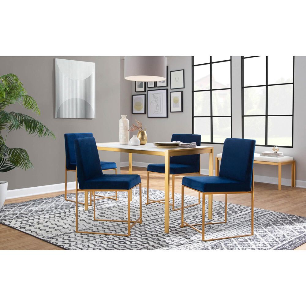 Lumisource Fuji Side Chair with Blue Cushion in Gold &#40;Set of 2&#41;, , large