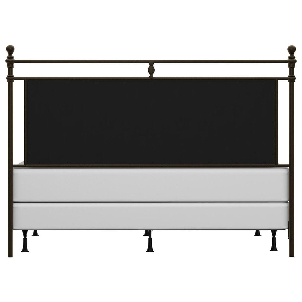 Richlands Furniture Ashley King Poster Panel Metal and Upholstered Bed in Brown and Rustic Brown, , large