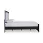 Ashley Maeling Queen Upholstered Panel Bed in Matte Black with LED Light, , large