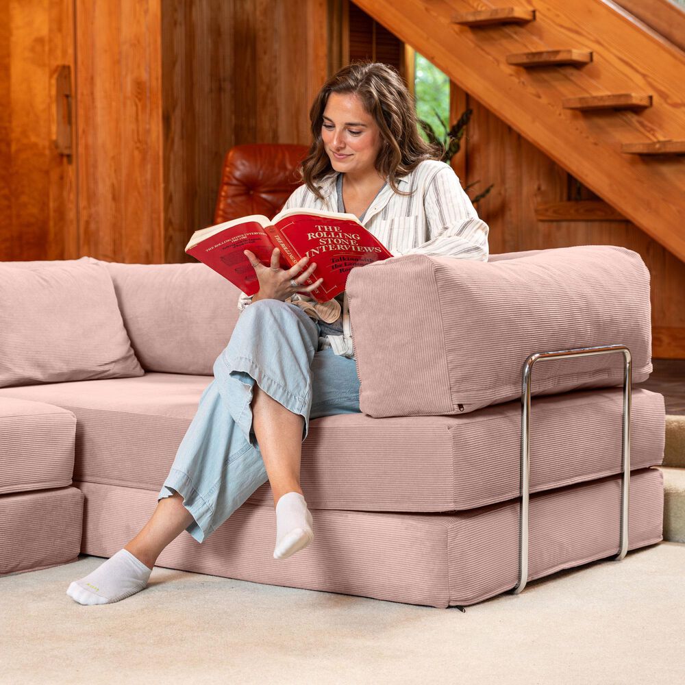 Jaxx Unsofa 2-Piece Modular Right Facing L-Shaped Sectional in Peony Pink, , large