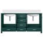 Lexora Home Jacques 72" Double Bathroom Vanity in Green with 2 cm White Cultured Marble Top and Rectangular Sinks, , large