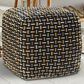 LR Home 16" Square Pouf in Black and Gold, , large