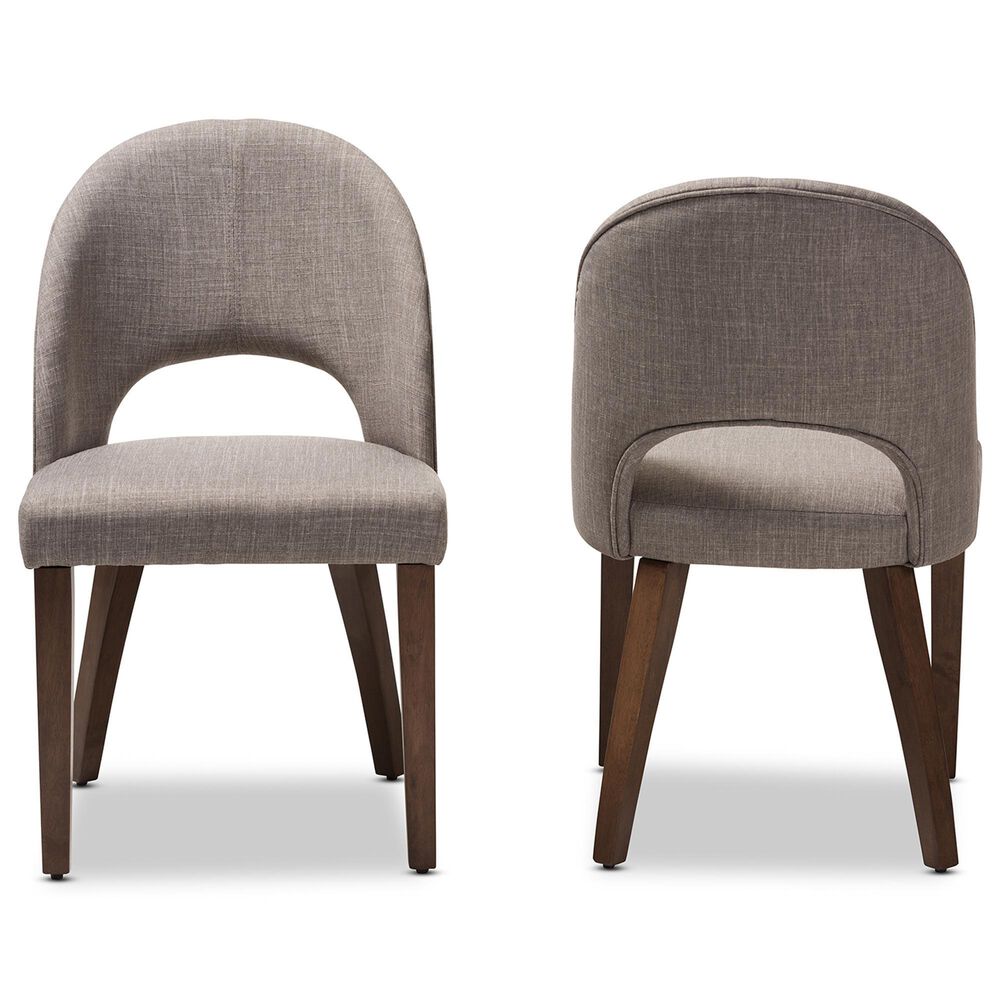Baxton Studio Wesley Side Chair with Light Grey Cushion in Walnut (Set of 2), , large