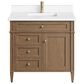 James Martin Brittany 36" Single Bathroom Vanity in Pecan with Single Hole 3 cm White Zeus Silestone Top and Rectangular Sink, , large