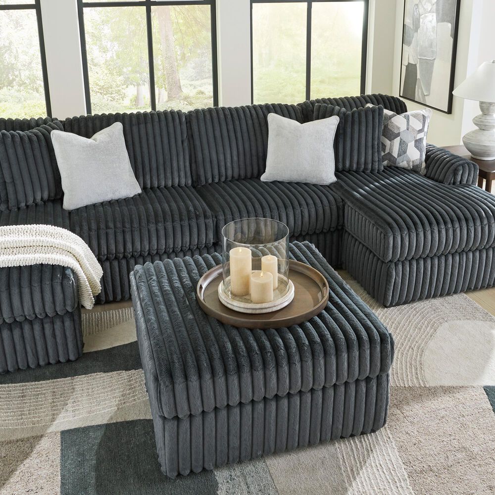 Ashley Midnight-Madness Oversized Ottoman in Gunmetal, , large