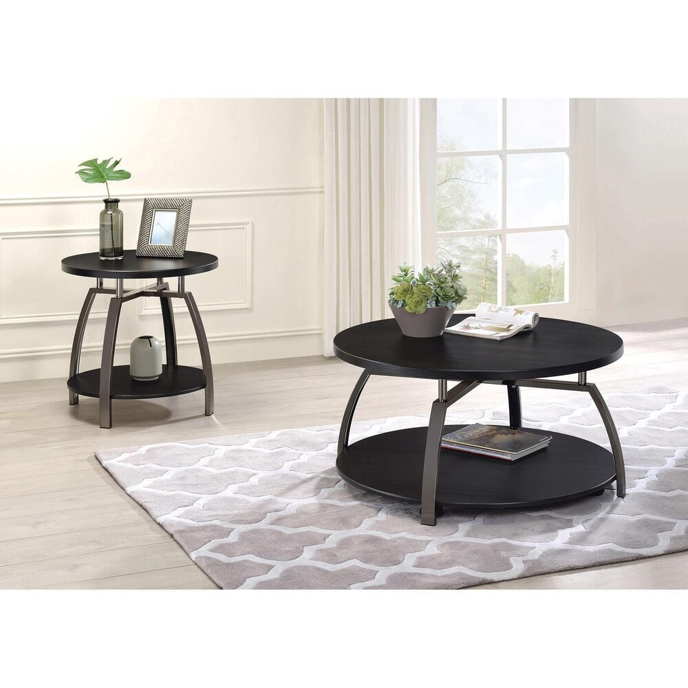 Pacific Landing Round Coffee Table in Dark Grey and Black Nickel, , large