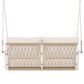 HOMLUX Patio Woven Rope Swing Sofa with White Steel in Beige, , large