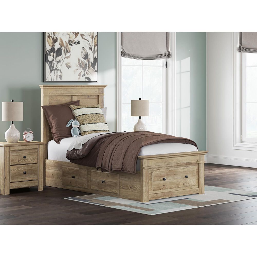 Ashley Makidern 2-Piece Twin Storage Bedroom Set with Five Drawers in Natural Brown, , large
