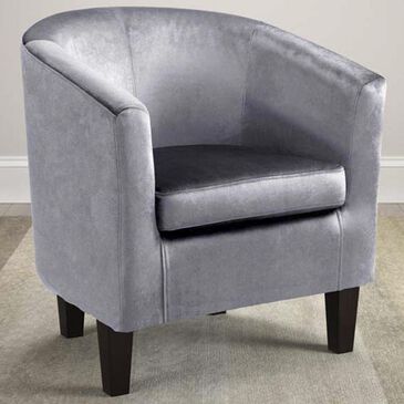 CorLiving Antonio Tub Chair with Dark Espresso Leg in Silver Grey Velvet, , large