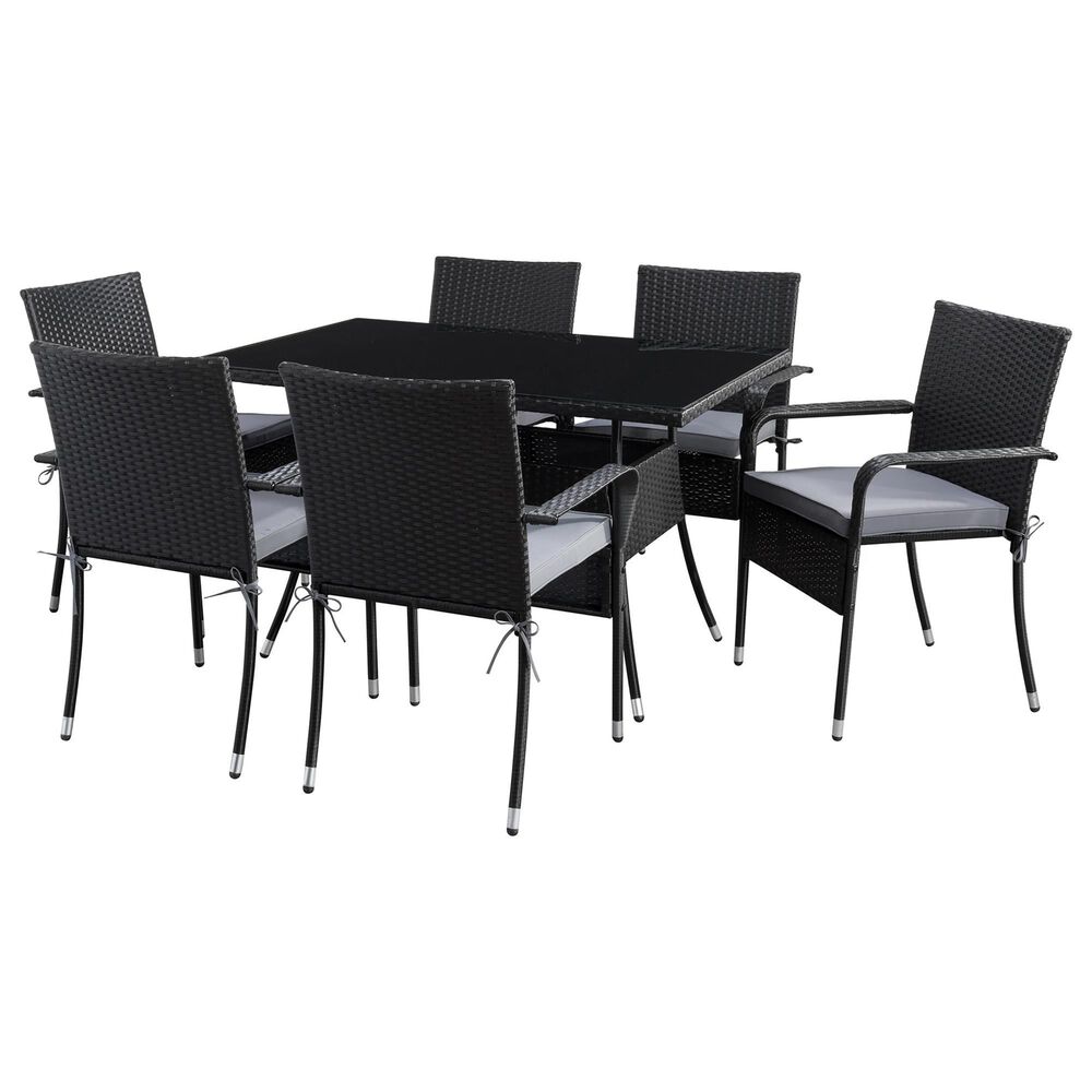 CorLiving Parksville 7-Piece Patio Dining Set in Black/Ash Gray, , large