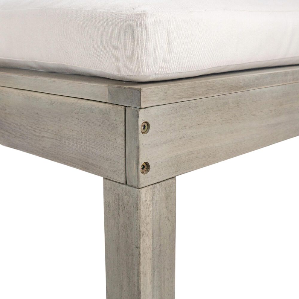 HOMLUX Patio 2-Person Chaise Lounge with Folding Side Tables and Gray Frame in Beige, , large