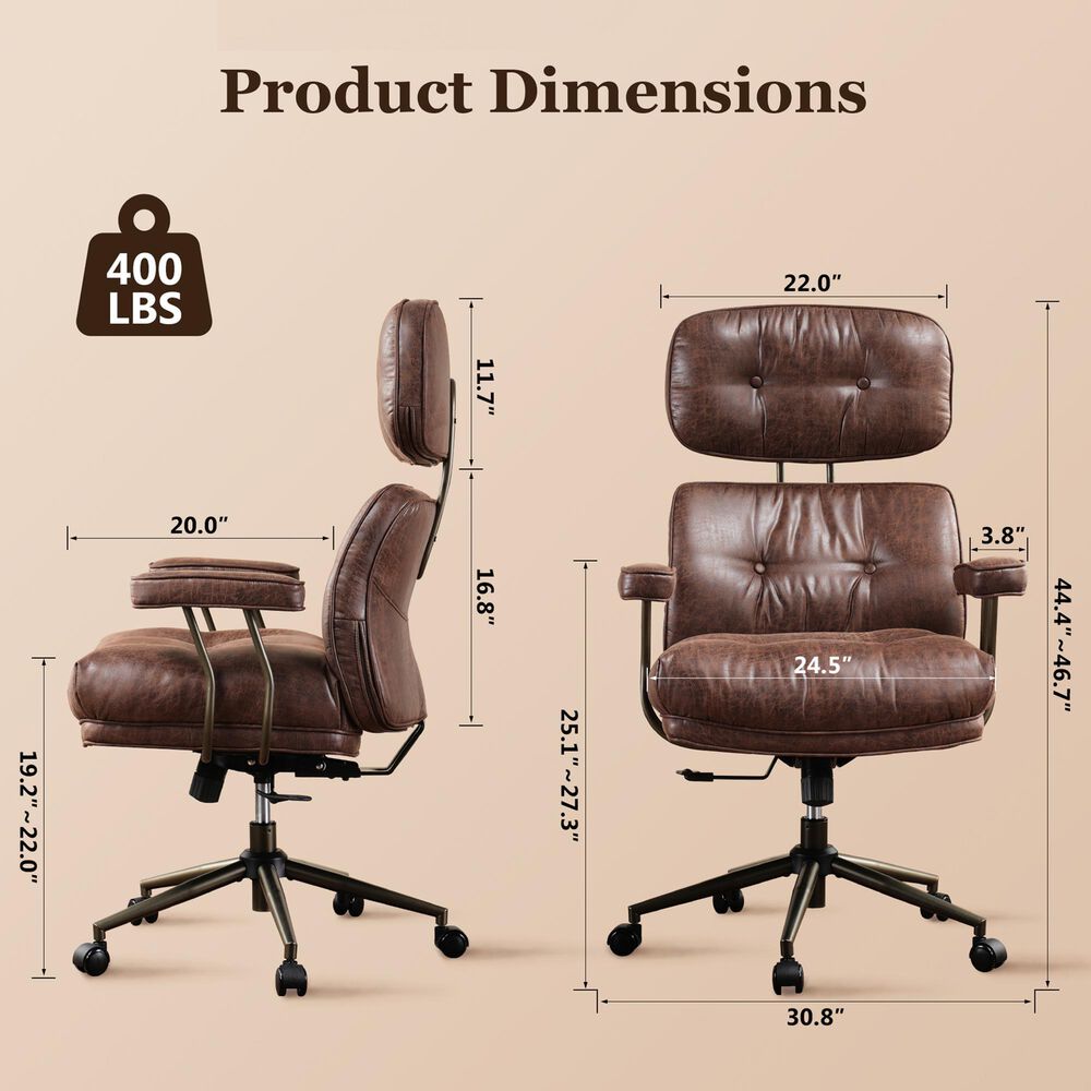 HOMLUX High Back Executive Office Chair with Suede Leather in Dark Brown, , large