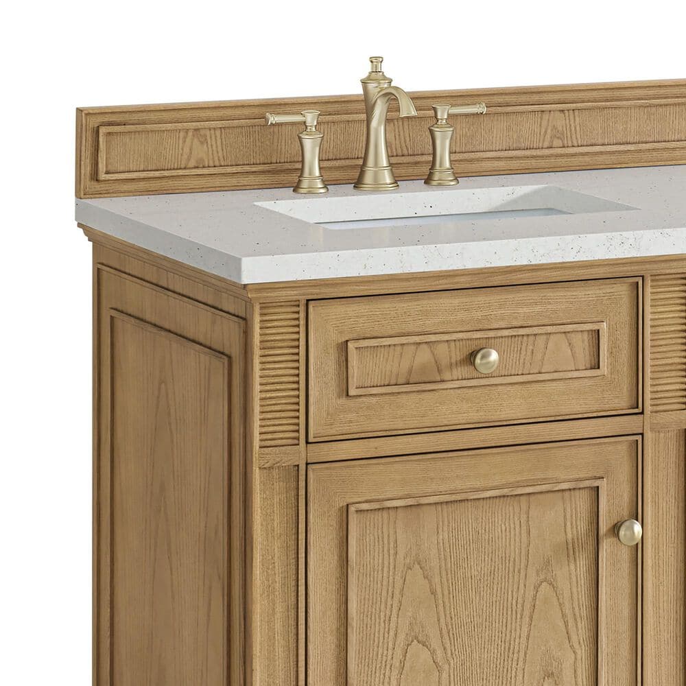 James Martin Vanities Lorelai 60&quot; Double Vanity in Light Natural Oak with 3 cm Lime Delight Quartz Top, , large