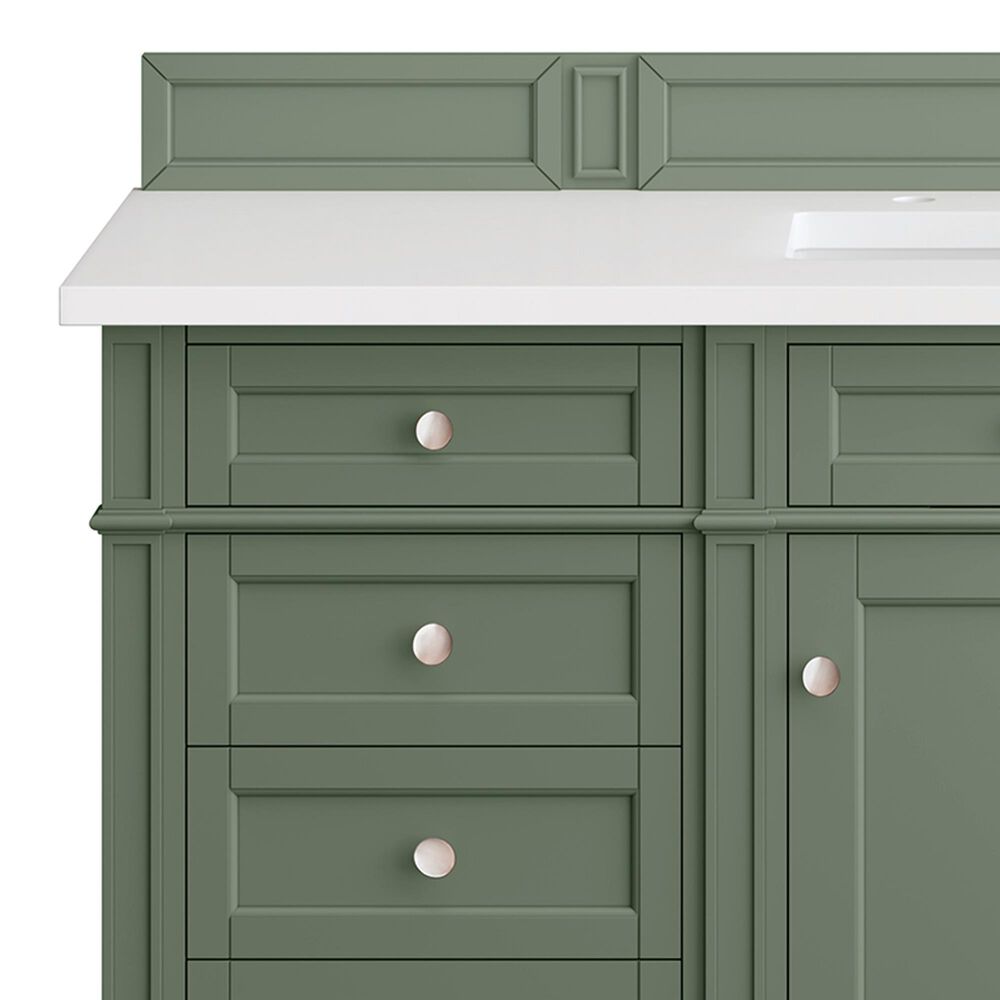 James Martin Vanities Brittany 30&quot; Single Bathroom Vanity in Smokey Celadon with 3 cm White Zeus Quartz Top and Rectangular Sink, , large