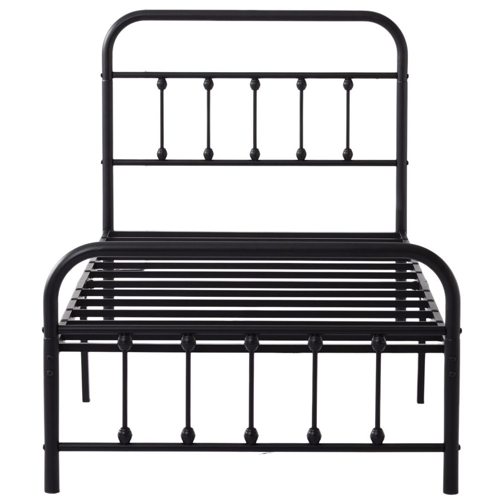 HOMLUX Twin Metal Bed Frame in Black, , large
