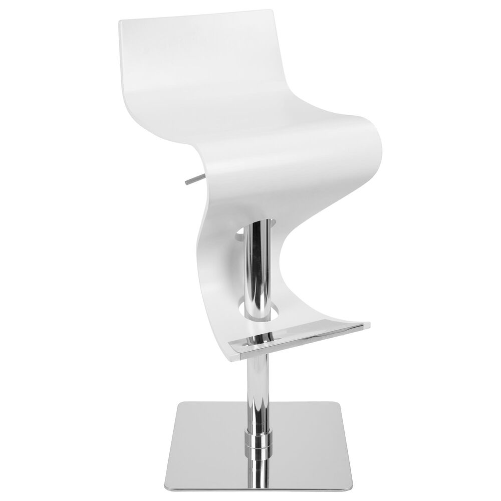 Lumisource Viva Adjustable Swivel Barstool in White/Chrome, , large